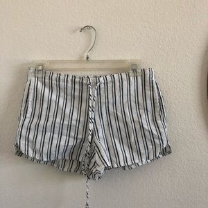 Blue and white striped shorts